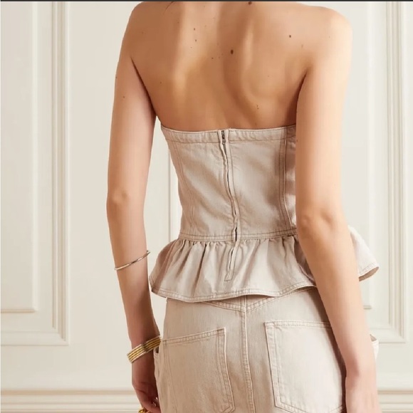 Isabel Marant Etoile Solizinia Denim Sleeveless Peplum Top Size US 8 / 40 New - Picture 2 of 8
